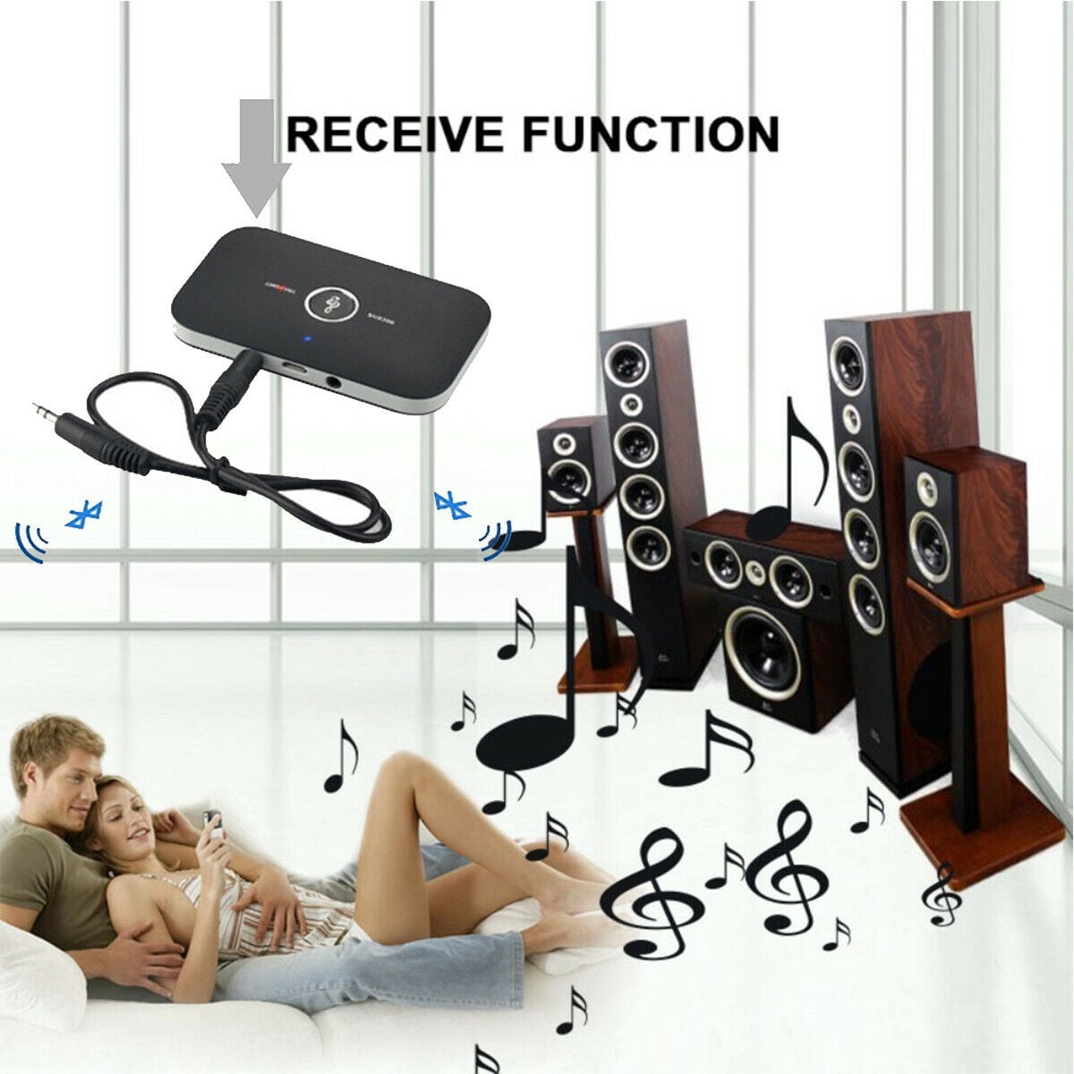Wireless Adapter Bluetooth 4.1 Channel Sterio Receiver with RCA Cable 2 in 1