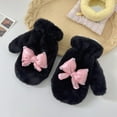 thumbnail image 2 of Moocorvic Cute Plush Winter Fingerless Mittens for Women & Teen Girls,Black, 2 of 3