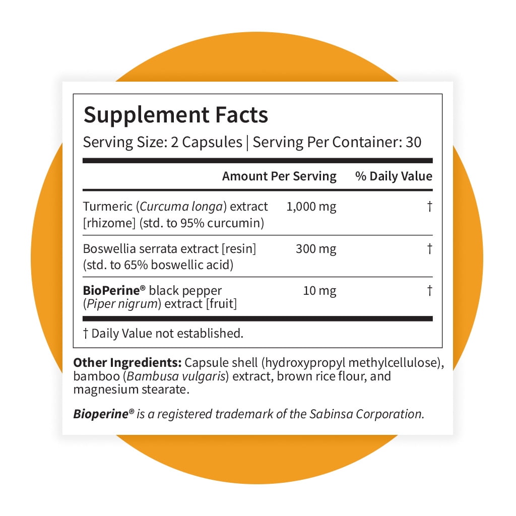 Pattern Wellness Turmeric Curcumin with BioPerine® Joint, Cognitive & Body Support, 60 Count