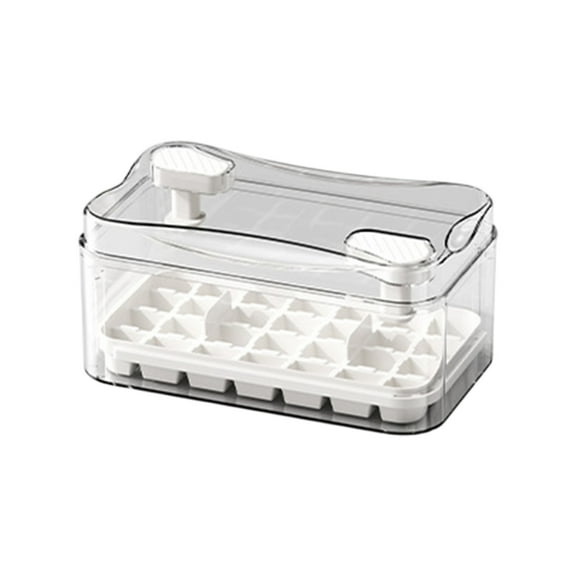 Ice Cube Molds, Refrigerator Ice Storage Box, Food Grade Plastic Ice Maker with Transparent Lid to Drawer, Home Kitchen Freezer Ice Cubes Container, Compact Design