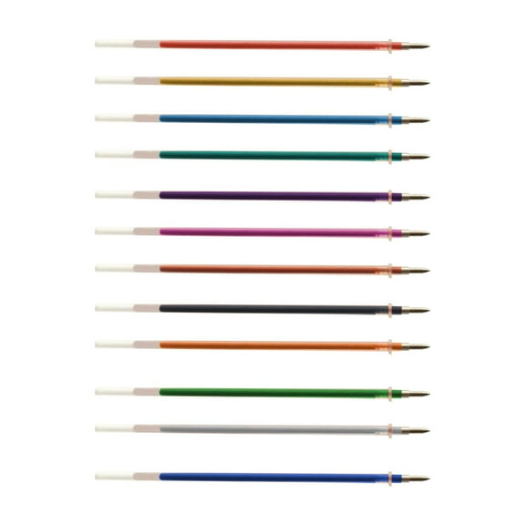 Gel Ink Pen Refills,Refills Coloring Pens,glitter gel pen refills,12 Pack Rollerball Gel Ink Pen Refills Bulk Set,5ml Fine Point for Writing Journaling Taking Notes Office Home(Random Color)