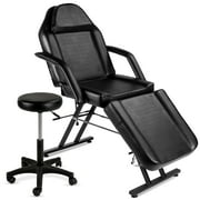 Best Choice Products 71in 3-Section Massage Bed, Spa & Salon Facial, Tattoo Chair w/ Hydraulic Stool - Black
