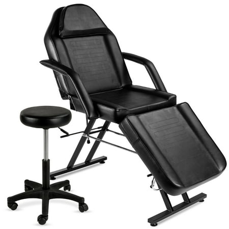 Best Choice Products 71in 3-Section Massage Bed, Spa & Salon Facial, Tattoo Chair w/ Hydraulic Stool - Black