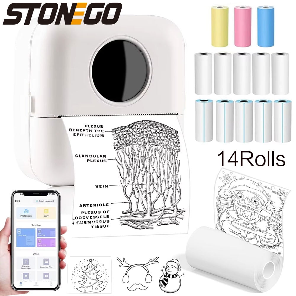 Bluetooth Mini Thermal Printer, Portable HD Wireless Printer for Self-Adhesive Paper - Great for Printing Labels, Pictures, Photos, Receipts, Notes and To-Do Lists - for Home, Office, School