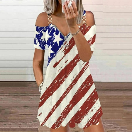 

Hvyesh Women s Independence Day Dresses Casual Plus Size Midi Dress Elegant Graphic Crewneck Sundresses Comfortable Short Sleeve Trendy Dresses 2023 Beige