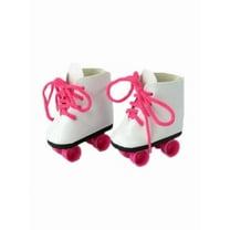 American Fashion World White and Hot Pink Roller Skates Made for 14 inch Dolls