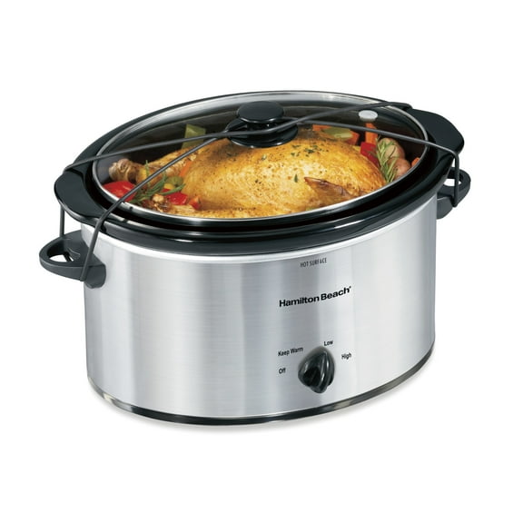 Hamilton Beach 6 Qt Slow Cooker, Stoneware Crock with Removable Pot, Stainless Steel
