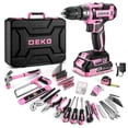 thumbnail image 1 of Juego de herramientas: taladro eléctrico inalámbrico de 20 V DEKOPRO Pink DKMT186-GP, 1 of 7