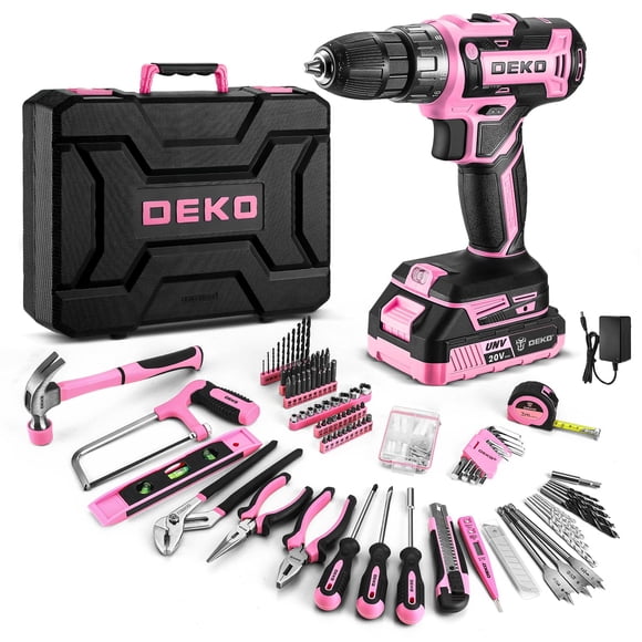 Juego de herramientas: taladro eléctrico inalámbrico de 20 V DEKOPRO Pink DKMT186-GP