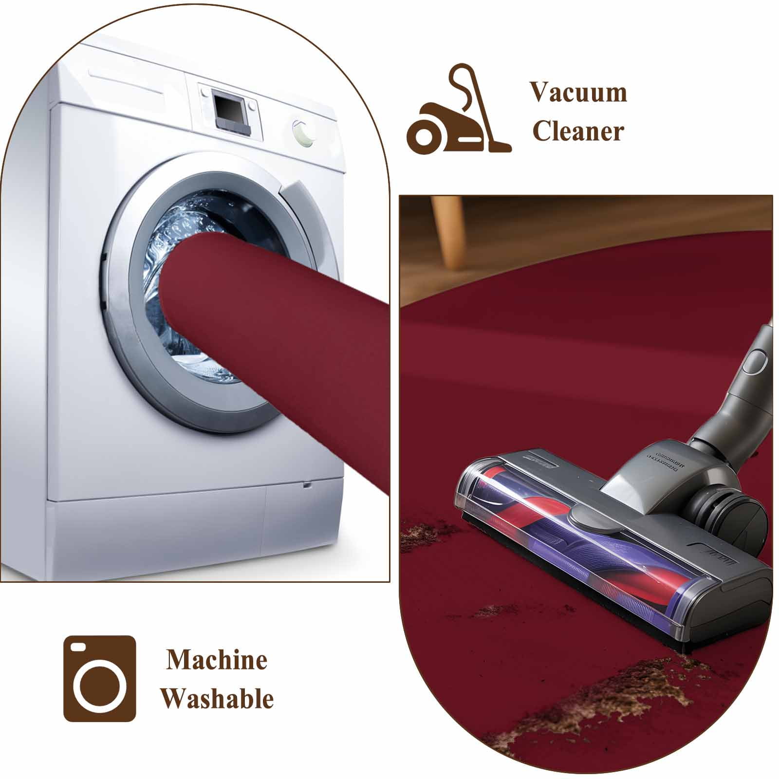 Round Area Rug 4ft,Wine Red Dark Maroon Washable Carpet Non-Slip Runner Accent Rugs Indoor Floor Mat for Bedroom Living Room Decor,Burgundy Red