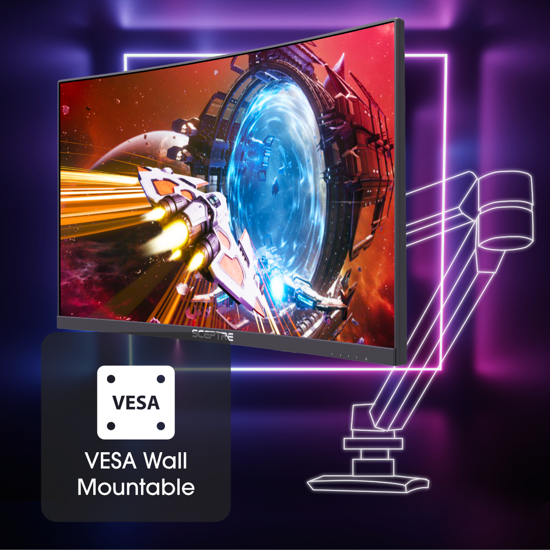 Sceptre Curved 24.5-inch Gaming Monitor up to 240Hz 1080p R1500 1ms DisplayPort x2 HDMI x2 Blue Light Shift Build-in Speakers, Machine Black 2023 (C255B-FWT240)