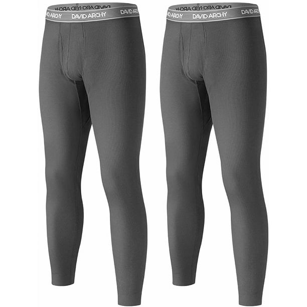 Men's 2 Pack Cotton Thermal Pants Rib Stretchy Base Layer Thermal nderwear  Bottoms Long Johns Leggings 