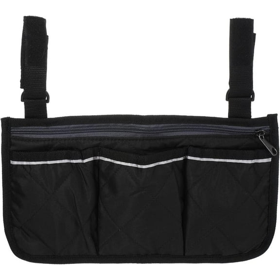 TIFOR Chair Armrest Organizer, Waterproof Beach Chair Hanging Storage Pouch Arm Rest Magazine Snack Bag with 4 Pockets for Camping Outdoors, Black