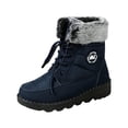 thumbnail image 6 of HEWUQI Women's Winter Snow Boots Platform Plush Cuff Mid Calf Boots Waterproof Lug Sole Lace up Hiking Shoes Blue Size 6, 6 of 6