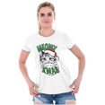 thumbnail image 4 of Cute Meowy Xmas Funny Santa Cat Pun Womens Slim Fit Graphic Tee Brisco Brands X, 4 of 5