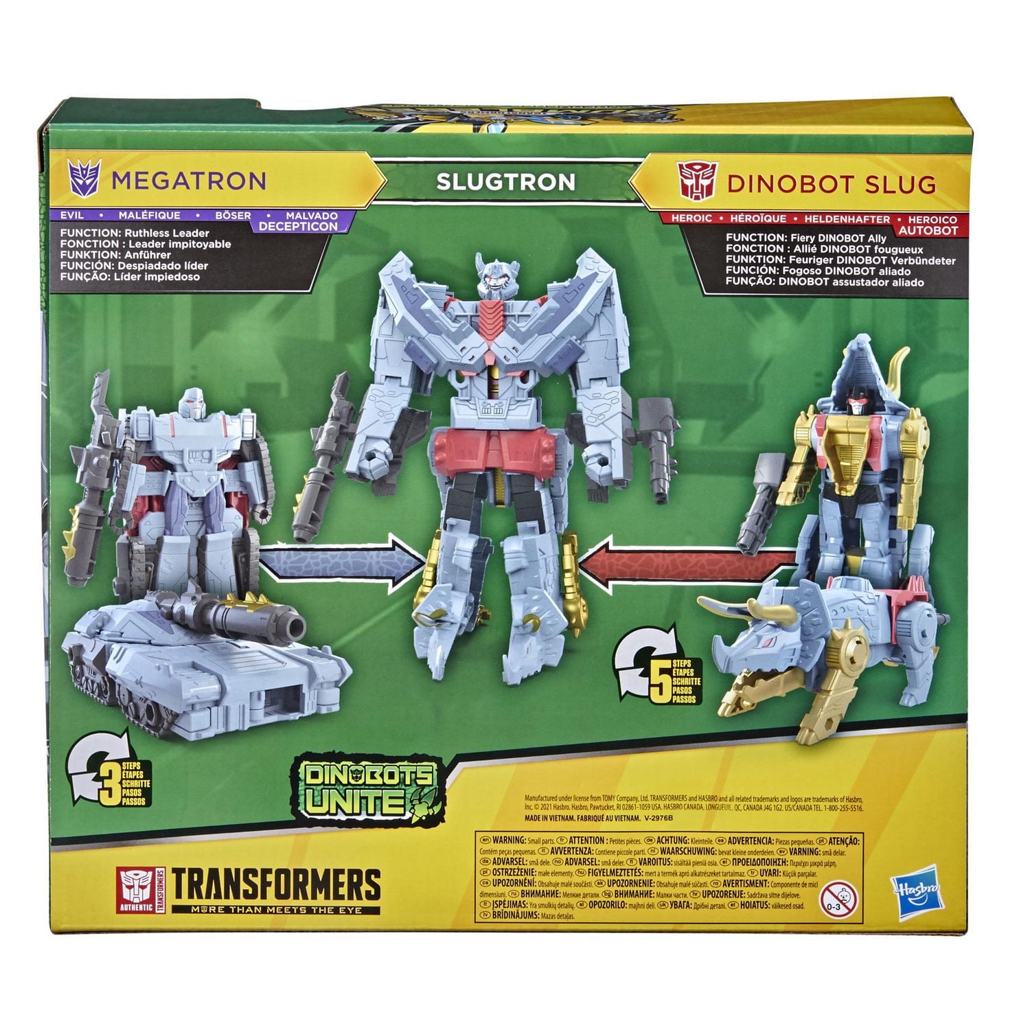 Transformers Bumblebee Cyberverse Adventures Dinobots Unite, pack de 2 figurines Dino Combiners Slugtron, à partir de 6 ans, 11 cm