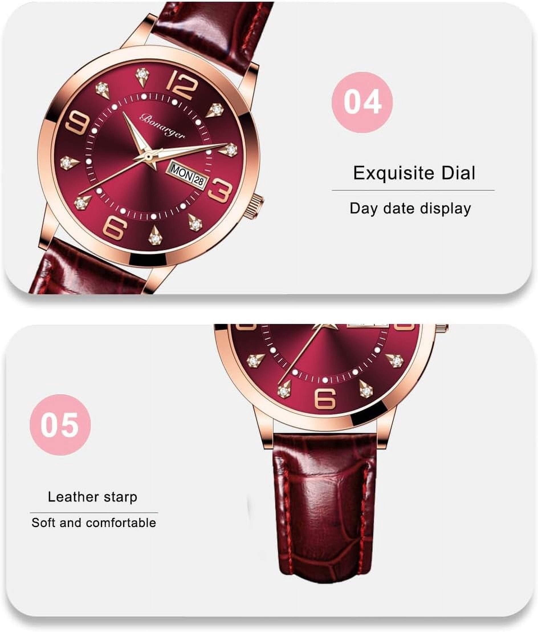 Leather Women Watches Ladies Dress Analog Quartz Date Classic Luminous Leather Strap 3ATM Waterproof Female Wrist Watch