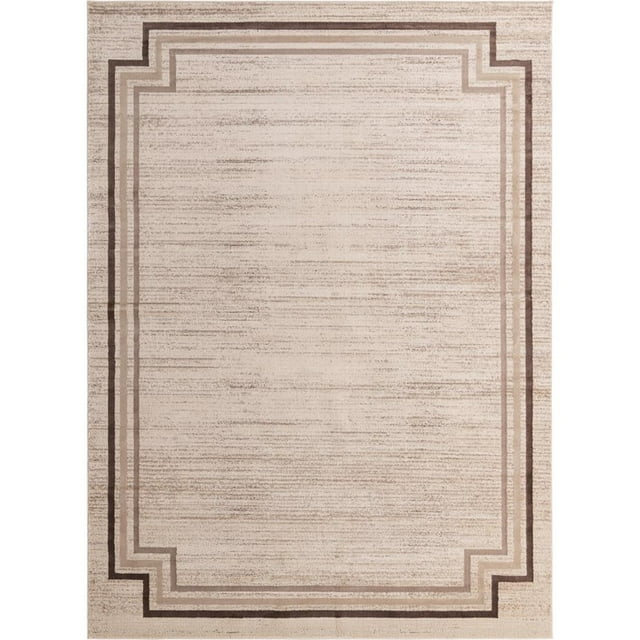 Unique Loom Oasis Haut-Bas Pile Rayures Zone Tapis 9' x 12' Rectangle Brun/beige