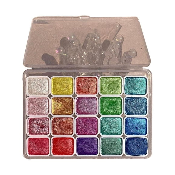 LEEYNEER 20-Color Solid Metallic Watercolor Paints  Metallic Watercolor Paint Set for Adult Teen  Highly Pigmented Paint Sets  Handmade Watercolor Paint  Art Painting Kit  Watercolor Pain