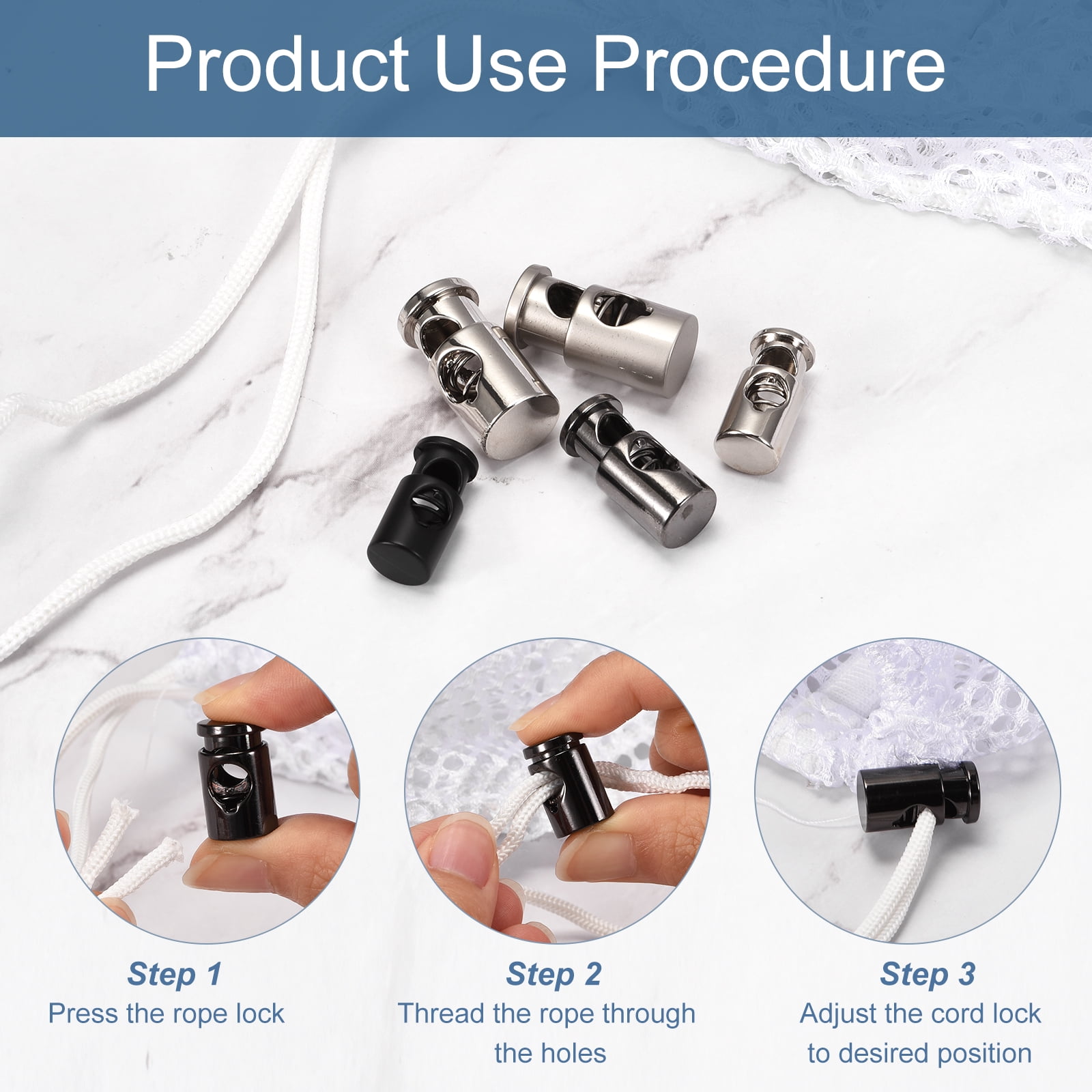 Unique Bargains Spring Stopper Fastener Slider Toggles White Nickel 6.5mm