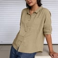 thumbnail image 4 of Tqcoqu Button Down Shirts for Women Half Sleeve Collared Casual Loose Blouses Summer Vacation Tops with Chest Pocket,Khaki Women's M-XXXXL, 4 of 5