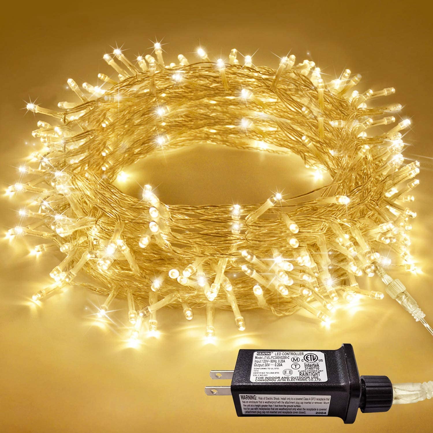 300 LED String Lights Indoor Outdoor, Clear Warm White Christmas Lights with 8 Modes, Plug in Fairy String Lights f - Walmart.com