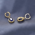 thumbnail image 5 of Jewelrypalace Luxury Pear Cut 12.4ct Created Blue Sapphire Dangle Earrings 925 Sterling Silver Yellow Gold Plated, 5 of 6