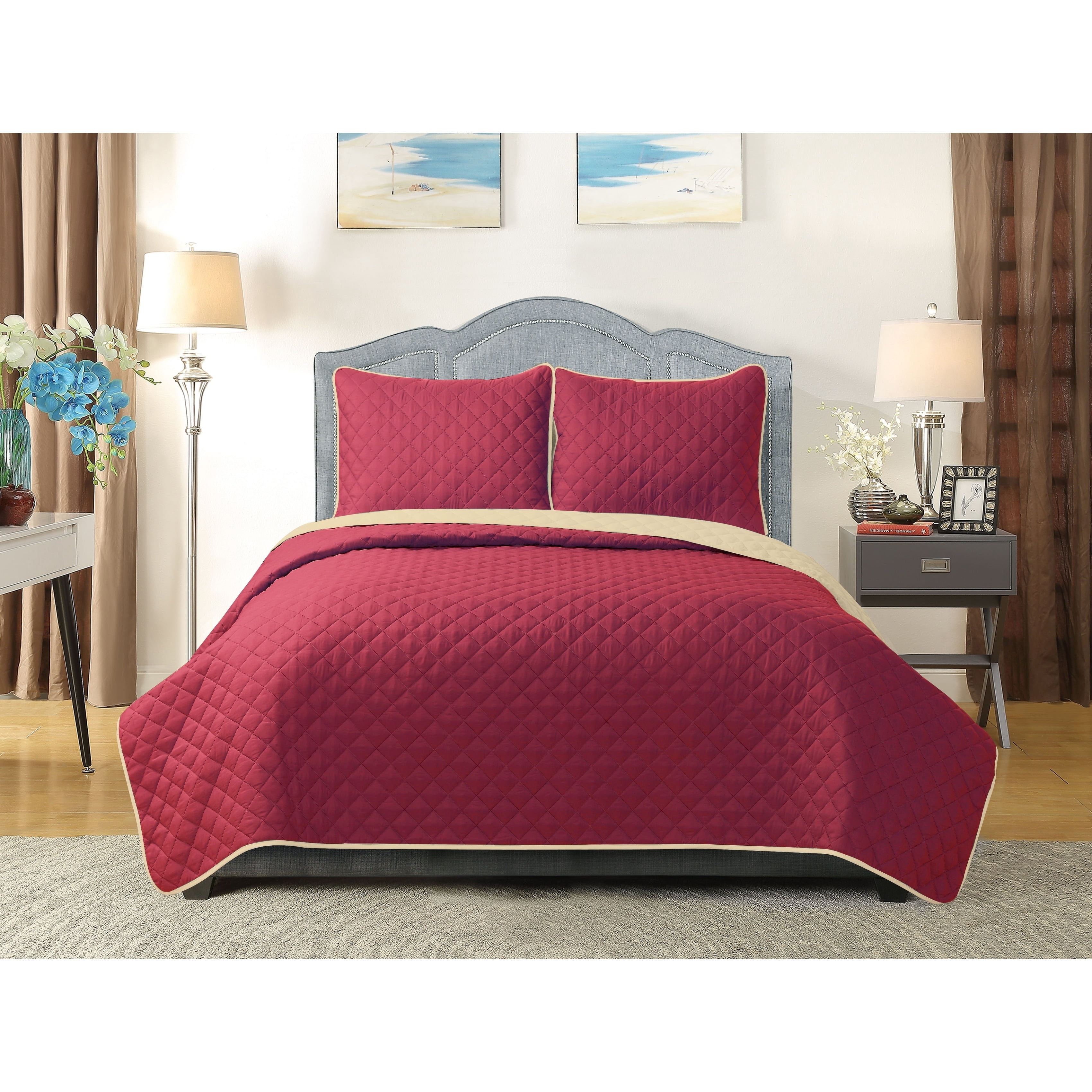 Harper Lane Reversible University Pride 3-piece Quilt Set Twin XL Red/Gray