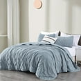 thumbnail image 2 of Chezmoi Collection Corduroy Twin Quilt Set Smoke Blue, 2-Piece Luxury Soft Cross Stitch Polyester Corduory Lightweight Bedspread, 1 Quilt 68 in x 90 in and 1 Pillow Sham 20 in x 26 in, 2 of 9