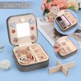 thumbnail image 3 of Travel Jewelry Box - Velvet Mini Jewelry Organizer, Small Jewelry Case for Girls Women, Jewelry Storage Box for Rings Earrings Necklace (Square, Cool Gray), 3 of 8