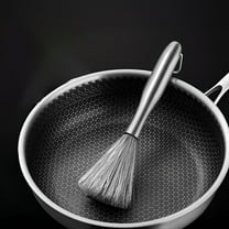 Stainless Steel Cleaning Brush for Cast Iron Pans | Heavy-Duty Scrubber with 6-Inch Handle | Efficient Dishwasher-Safe Scraper for Pots & Grills