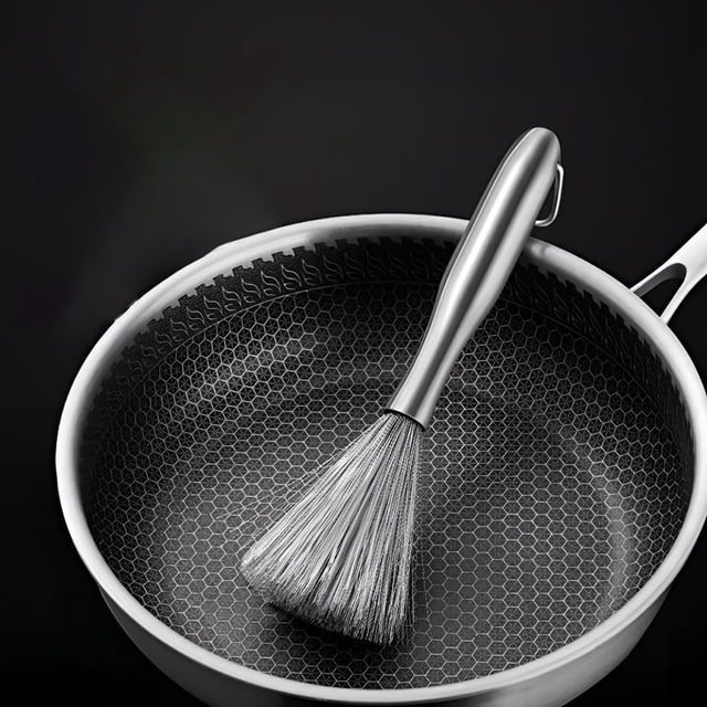 Cepillo de limpieza de acero inoxidable para sartenes de hierro fundido - Raspador ergonómico de 6 pulgadas para ollas, sartenes y barbacoas - Raspador apto para lavavajillas