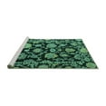 thumbnail image 2 of Ahgly Company Machine Washable Indoor Round Oriental Turquoise Blue Traditional Area Rugs, 6' Round, 2 of 4