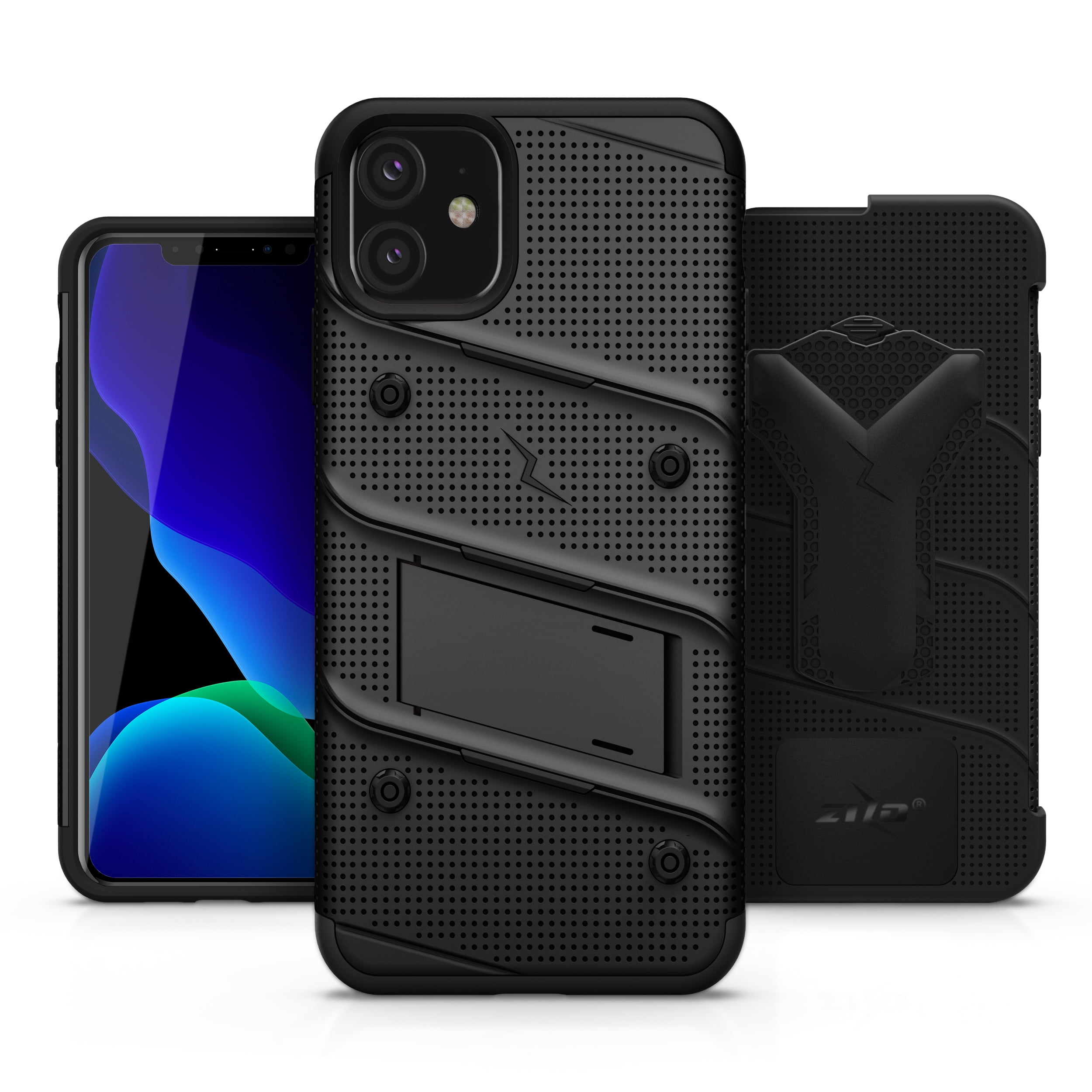 ZIZO BOLT Series iPhone 11 Case - Heavy-duty Military-grade Drop Protection w/ Kickstand Included Belt Clip Holster Tempered Glass Lanyard - Black