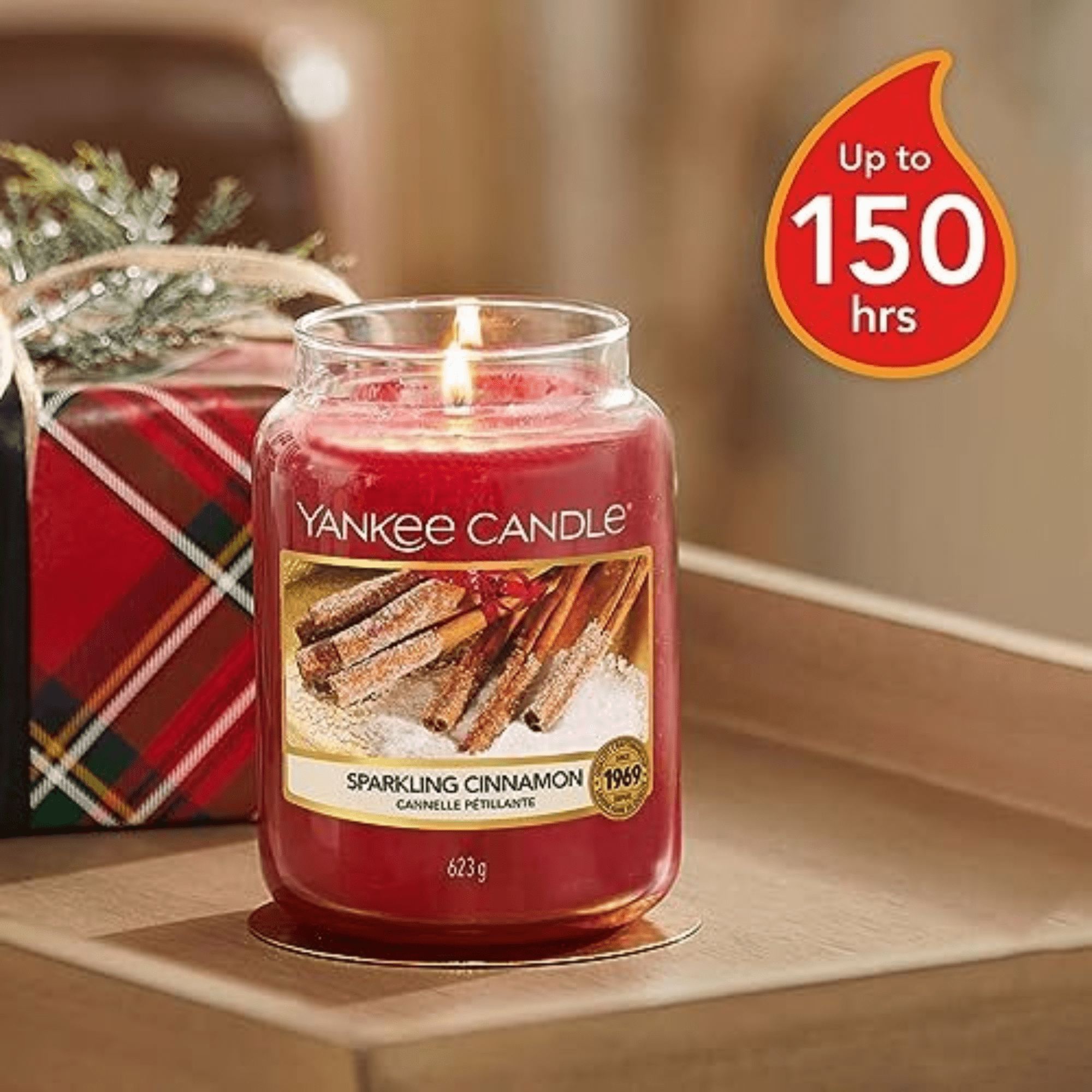 Yankee Candle Large Jar Sparkling Cinnamon Scented Candle with Up to 150 Hours Burn Time