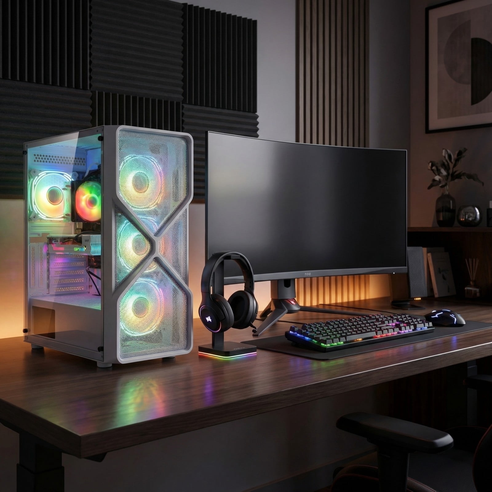 STGAubron Gaming Desktop PC, AMD Ryzen 5 5500 up to 4.2Ghz, RTX 3050 6G Graphics, 16G DDR4, 512GB Ssd, Wifi 6, BT 5.2, RGB Fan x4, Win 11 Home