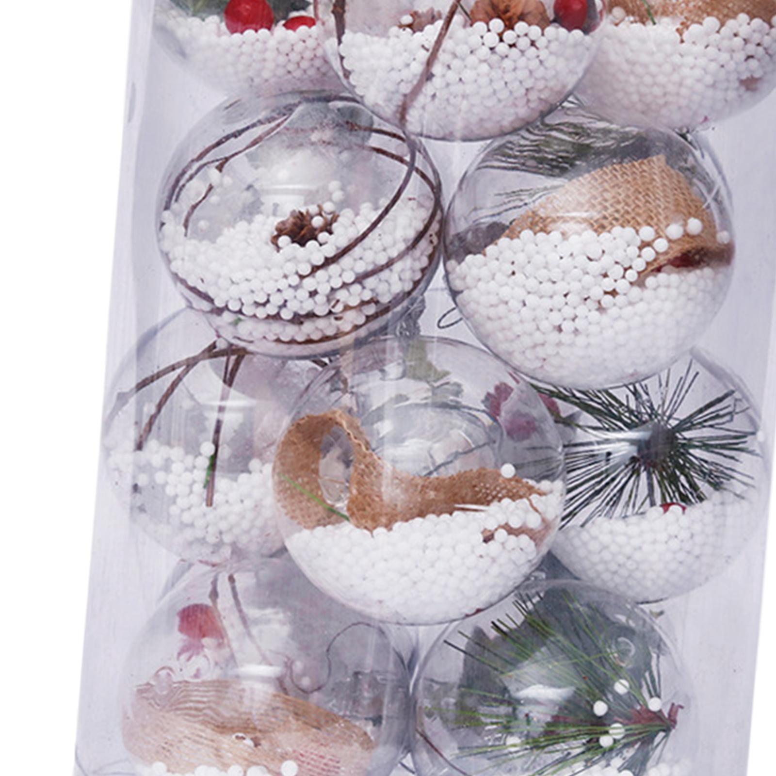 HILABEE 16Pcs Christmas Ball Balls with Hanging Loop Transparent DIY Tree Crafts Christmas Tree Ornaments for Festive Party Festivals