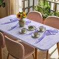 thumbnail image 3 of Purple Bow Table Cloths for 4 Foot Rectangle Tables, Cute Bowknot Simple Pure Color Patio Waterproof Elastic Fitted Tablecloths, Washable Rectangular Table Cover for Camping, 3 of 8