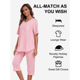 thumbnail image 3 of ANLIQI Women's Cotton Capri Pajama Sets Soft Short Sleeve Sleepwear with Pants Two-Piece Pjs with Pockets(Pink, Medium), 3 of 8