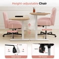 thumbnail image 4 of Daluvenix Office Chair, Ergonomic Extra Wide Big Desk Chair with Retractable Footrest, Height Adjustable Swivel Teddy Fleece Mid Back Home Chair with Wheels, Pink, 4 of 11