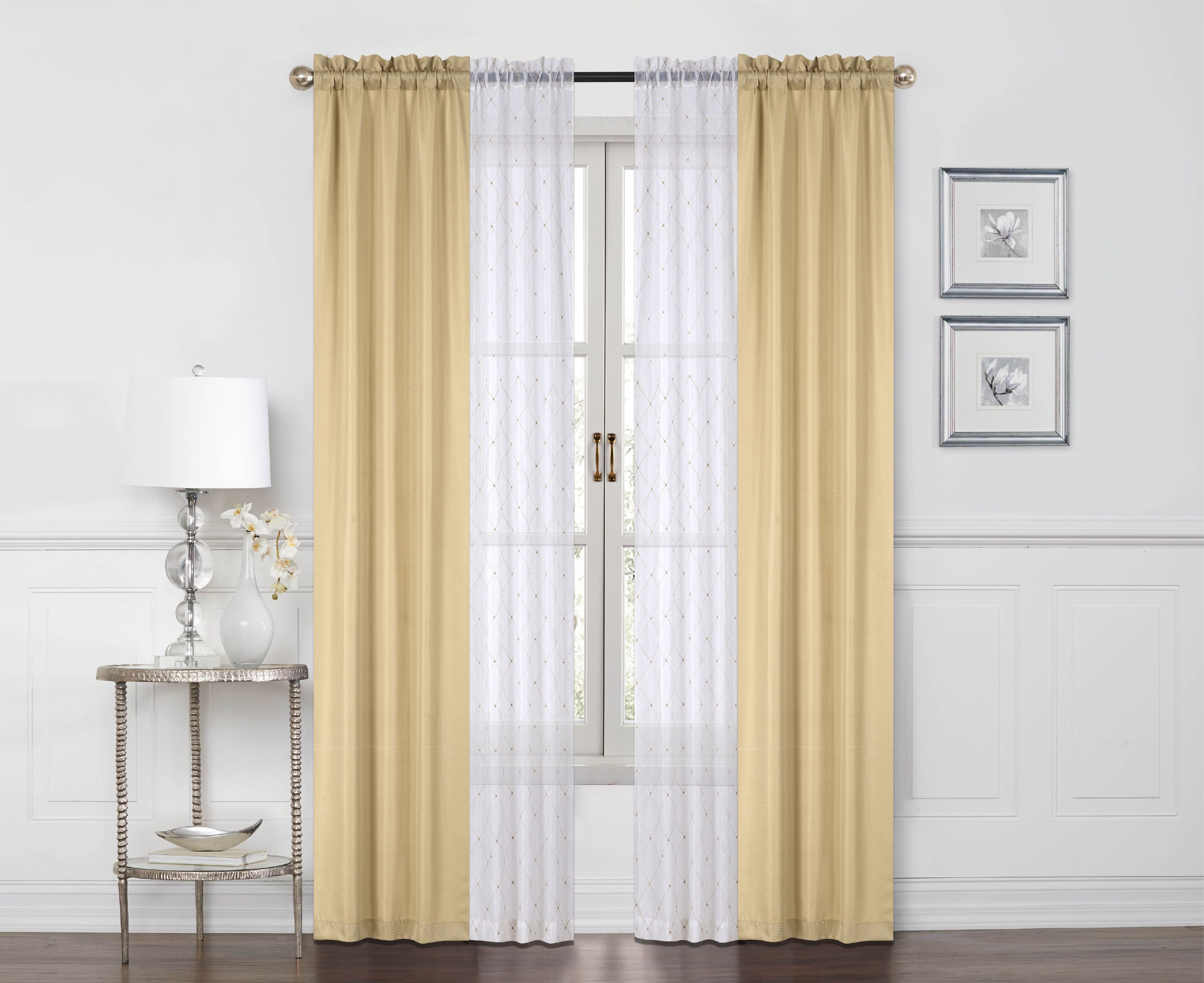double curtain rod living room