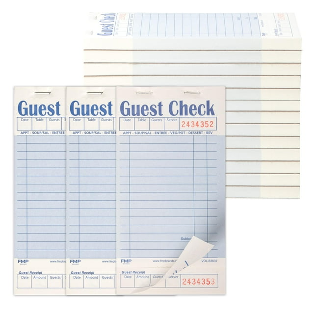 Guest Check Books FMP Brands para servidores, 20 blocs, 1000 hojas