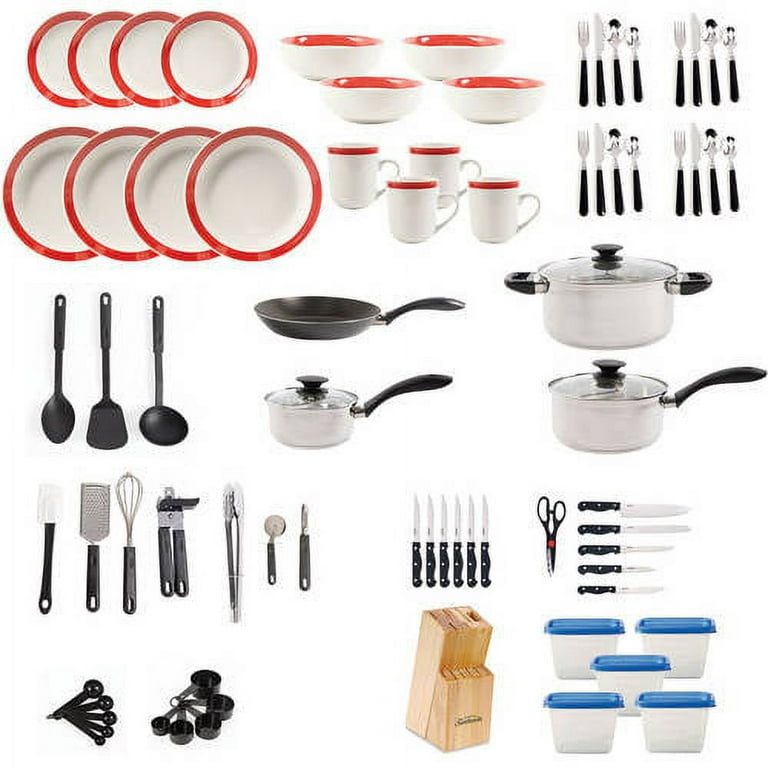 Gibson Home Kitchen In A Box 83 Piece Combo Set Red｜TikTok Search
