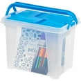 IRIS Letter Size Portable Hanging File Storage Box with Wing Lid, Blue