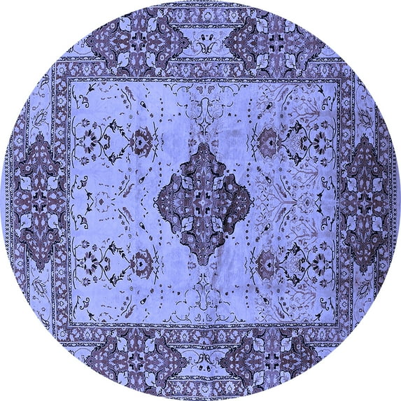 Ahgly Company Indoor Round Oriental Blue Industrial Area Rugs, 8' Round