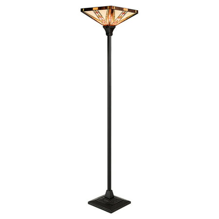 Gymax Tiffany Style Mission 1 Light Torchiere Floor Lamp W 14