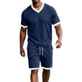 thumbnail image 5 of Gytharion 2 Piece Summer Tracksuits for Men V Neck Short Sleeve Shirt with Drawstring Elastic Waist Shorts Sets Soild Color Athletic Outfits, 5 of 8