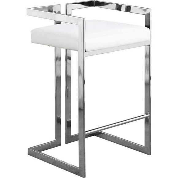 Meridian Furniture Ezra 27"H Vegan Leather Counter Stool in White (Set of 2)