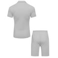 thumbnail image 5 of Men's Solid Color Fashion Casual Jacquard Textured Shorts Half Zip Short Sleeved Collar Shirt 2 Piece Sets for Men, 5 of 7