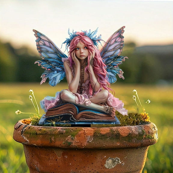 Acrylic Angel Girl Garden Stake - Winged Fairy Ground Decoration with Ground Spike for Holiday Yard Decor, Christmas & Easter Outdoor Ornament